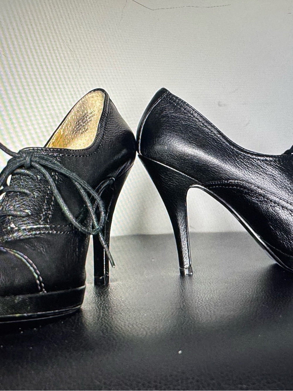 Witchy Black Leather High Heel Pumps - Women's 8 1/2 M